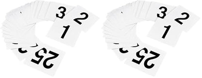 New Star Foodservice 23114 1-25 Double Sided Table Numbers, 4" x 4" Inch, White (Pack of 2) - size: 4 x 4 inches (Pack of 2), style: White (1-25)