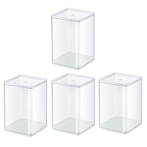 4 Pack Clear Figure Display Case 3x3x4.5 inch Small Acrylic Figurine Storage Box Showcase for Collectibles Minifigure Mini Dolls Toys Organizer - size: Pack of 4
