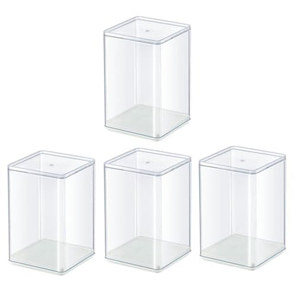 4 Pack Clear Figure Display Case 3x3x4.5 inch Small Acrylic Figurine Storage Box Showcase for Collectibles Minifigure Mini Dolls Toys Organizer - size: Pack of 4