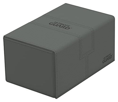 Ultimate Guard Twin Flip'n'Tray 160+, Deck Case for 160 Double-Sleeved TCG Cards + Dice Tray, Grey, Independent Magnetic Closure & Microfiber Inner Lining - color: Grey, size: 160+