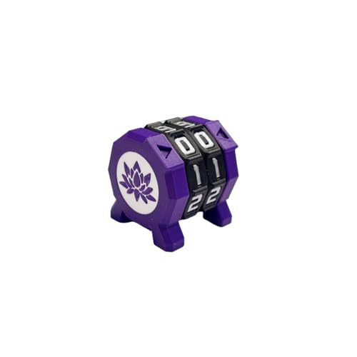 MTG Life Counter, 00-99 Range Poison Counter Wheel with Lotus Symbol, Readability Health Tracker Dial for Commander EDH Damage, Friday Night Magic, RPG TGG Card Games - color: Lotus (Purple + White), size: 2-Grid Game Counter
