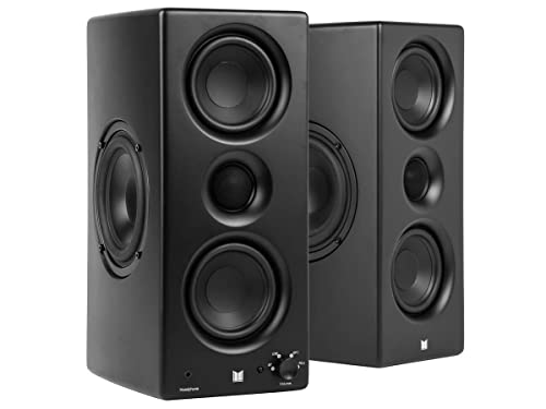Monolith Powered Desktop Speakers - 100-Watt with Optical and USB Inputs, Subwoofer Output, Bluetooth aptX HD, Remote Control Included, for PCs and Laptops, Black, MTM-100