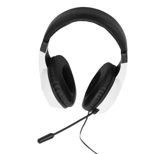 Noise Cancelling Headset Gaming Headset with Microphone USB Wired Headphones with 7.1 Surround Sound RGB Lighting for PC Computer Gaming and Online Classes - color: White