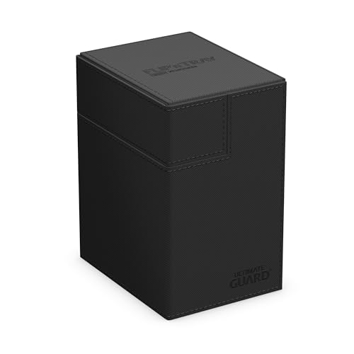 Ultimate Guard Flip'n'Tray 133+, Deck Case for 133 Double-Sleeved TCG Cards + Dice Tray, Black, Independent Magnetic Closure & Microfiber Inner Lining - color: Black, size: 133+