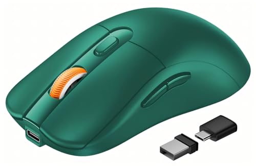 ProtoArc EM15 USB C Mouse, Tri-Mode Bluetooth Mice for Laptop, Green | 68g Ultra-Light, Full-Size Ergonomic Design, Silent Clicks, Rechargeable, Dual Receivers (Type-C & USB-A), for Windows, Mac - color: Green
