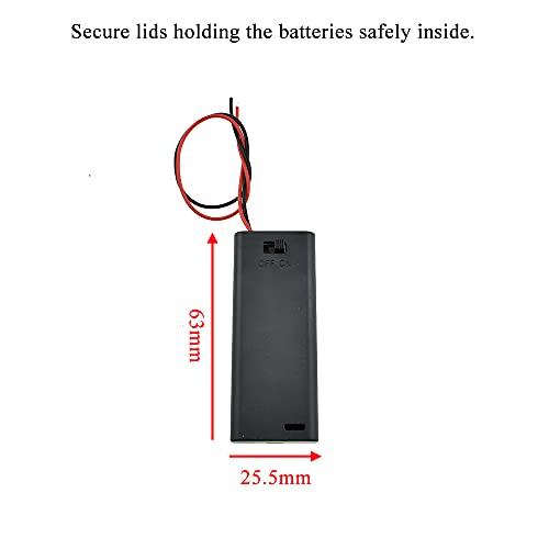 HAHIYO 3V AAA Battery Holder Bundle with Wire Sturdy Cover Flexible Springs Contact Build-in Switch Batteries Black Case Easy Install 8 Pieces for Wall Clocks Ham Radio Kids Toys - style: 2AAA-8P
