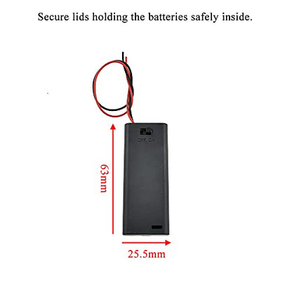 HAHIYO 3V AAA Battery Holder Bundle with Wire Sturdy Cover Flexible Springs Contact Build-in Switch Batteries Black Case Easy Install 8 Pieces for Wall Clocks Ham Radio Kids Toys - style: 2AAA-8P
