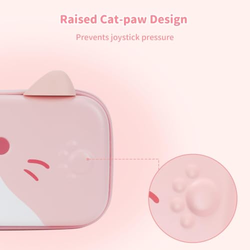 GeekShare Carrying Case Compatible with Switch 2 (2025) 7.9 Inch, Hard-Shell Slim Travel Case with 10 Game Card Slots for Switch 2 Console and Accessories, Cat Ear (Pink) - color: Pink