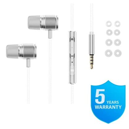 LUDOS Ultra Wired Earbuds in-Ear Headphones, 5 Years Warranty, Earphones with Microphone, Noise Isolating Ear Buds, Memory Foam for iPhone, Samsung, School Students, Kids, Women, Small Ears - White - color: White, style: 3.5 mm