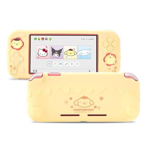 Kuitmor Switch Lite Protective Case,Soft Silicone Protective Shell,Anti-Scratch Protective Cover Case for Switch Lite with 2 Thumb Grip Caps（Yellow Pompompurin） - color: Yellow Pompompurin