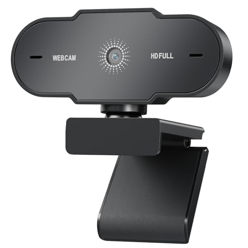 1080P Full HD Webcam with Microphone, Auto Light Correction, 360° Rotatable, Plug & Play, Compatible with Windows, Mac, Laptop, Desktop (Zoom, Skype, Teams, Video Conferencing)