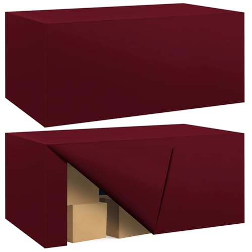 Ascoza 2 Pack Fitted Tablecloth for 8 Foot Rectangle 96 x 30 Inch Burgundy Table Covers Water Resistant Polyester Cloth for Folding, Parties,Display, Trade Show (Burgundy) - color: Burgundy, size: 8FT