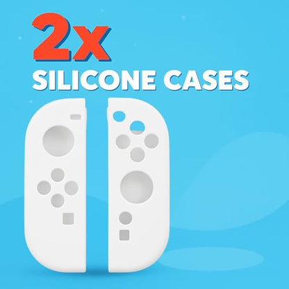 MatoSan® Silicone Grip Covers – 2-Piece Protective Skin Set Compatible with Switch 2 Controllers – Anti-Slip Case for Better Control – Gaming Accessories for Handheld Controllers (White) - color: White