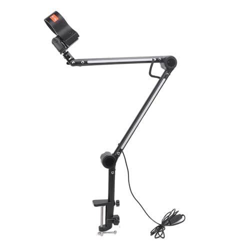 RGB Microphone Arm Stand, Metal Adjustable Desktop with 22 Color Modes and Large Damping Knob, for Gaming Streaming Podcasting