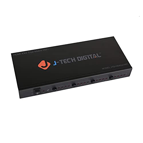 J-Tech Digital 4K 30Hz 4x4 HDMI Matrix Switch Switcher with HDCP 3D & Deep Color HDMI 1.4 Ultra HD Control4 Driver Available - size: 4K30 4x4 HDMI Matrix