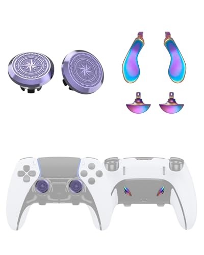 KD.FLY Metal Thumbsticks & Back Paddles for PS5 Edge Controller Joystick Replacement, Custom Analog Thumb Sticks Caps for PS5 Dual Sense Edge Stick Module, 2 Joystick, 4 Back Buttons, Star - color: Star