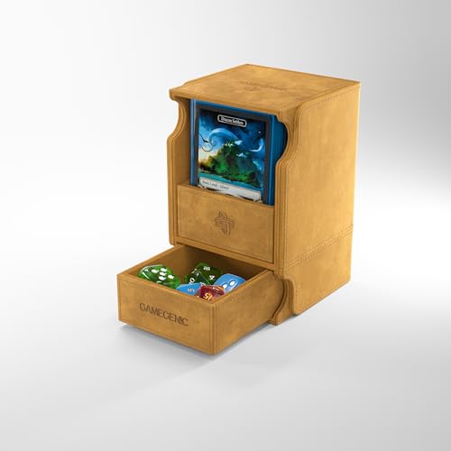 Gamegenic Watchtower 100+ XL Convertible Deck Box - Double-Sleeved Card Storage, Card Game Protector, Nexofyber Surface, Holds Up To 100 Cards, Sand Color, Made