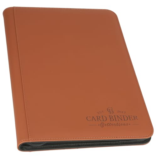 Trading Card Binder, Card Collection Binder Album Folder with 540 Side Loading Pockets, 9 Pocket Trading Card Album Folder for TGC,MTG, Baseball Cards, Yugioh - color: R-brown