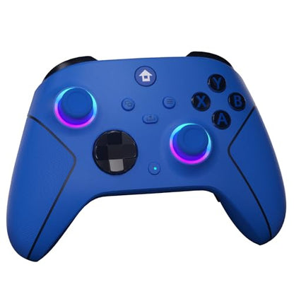YUYIU Wireless 2.4GHz Controller with 7 Colors RGB Light for Xbox Controller, Xbox One Series X|S,Consoles,Steam PC Windows,with 1000mAh Battery/hall effect sticks/Turbo/Programmable, 3.5mm Audio Jack - color: Blue