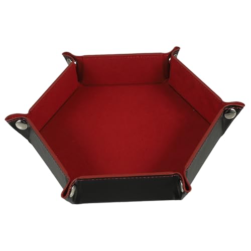 Vaguelly Tabletop Foldable Pu Dice Tray Dice Storage Holder for Games Stylish Deep Design Easy to Clean