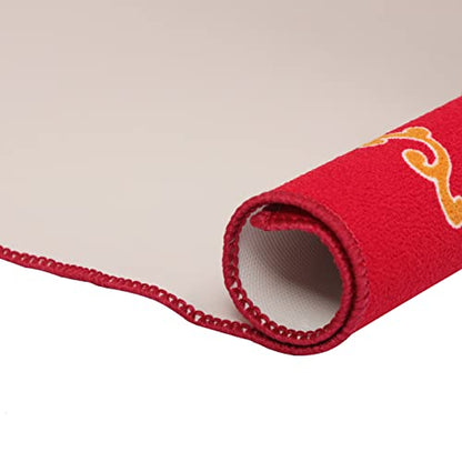 Mahjong Mat with 3 Dice, Anti Slip and Noise Reduction Table Cover for Mahjong, Poker, Card, Board & Tile Games (Red, 31.5 inches) - color: Red