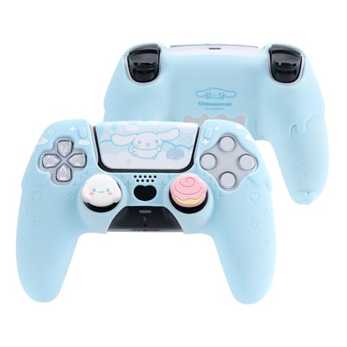 Kuitmor Silicone PS5 Controller Cover Skin Set, Anti-Slip Soft Protective Case for PS5 Wireless Controller with 2 Thumb Grip Caps and 1 Sticker (Blue Cinnamoroll) - color: Blue Cinnamoroll