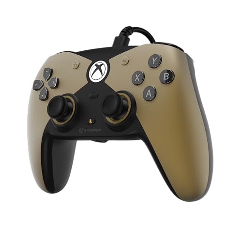 Hyperkin The Competitor Wired Controller for XBOX Series X|S, XBOX One & PC with Hall Effect Joysticks & Impulse Triggers; Symmetrical Layout & Precision D-Pad - Officially Licensed XBOX - Midas Touch - color: 골드.