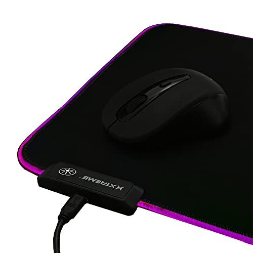 XTREME Multicolor LED RGB Gaming Mouse Pad, 10 Selectable Color Modes, Anti-Slip Surface, Connect Power Connector to USB Port On Devices, Easy-to-Install