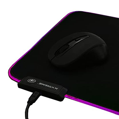XTREME Multicolor LED RGB Gaming Mouse Pad, 10 Selectable Color Modes, Anti-Slip Surface, Connect Power Connector to USB Port On Devices, Easy-to-Install
