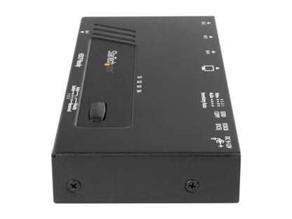 StarTech 4-Port HDMI Switch, 4K, Fast Switching, Serial, TAA (VS421HD4KA) | Auto-sensing, EDID copy, 4x1 routing, Serial control, Automatic/priority/manual modes, Four to one display