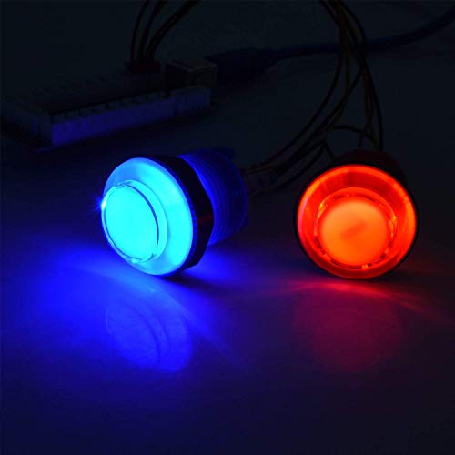 Qenker 2 Player LED Arcade DIY Parts 2X USB Encoder + 2X Joystick + 20x LED Arcade Buttons for PC, MAME, Raspberry Pi, Windows (Red & Blue Kit)