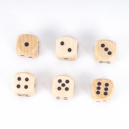 10PCS 16mm D6 Dice Set Wooden 6 Sided Dice for DND RPG Board Games | Leather Storage Bag, DM Gift, for Dungeons and Dragons Role Playing Games - color: D6-black P