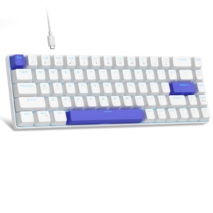 MageGee Portable 60% Mechanical Gaming Keyboard, RGB Backlit Compact 68 Keys Wired Mini Keyboard for Laptop PC Mac, Hot Swappable, Blue Whale Switch - White - color: Klein Blue/Blue Whale Switch