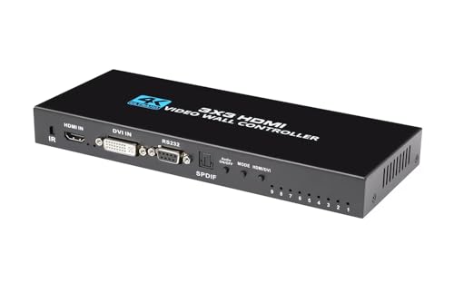 4K Seamless Splicing TV Wall Processor - HDMI & DVI Input, 1080P HDMI Video Image Processor with RS232, Support 180Rotate, 1x2 to 3x3 Configurations - color: 3x3 HDMI Video Wall