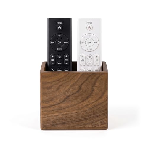 Remote Holder Hole-Free, Self-Adhesive Storage Wooden Box Small | Wall Mounted or Desk Mounted Container for Remote Phone Pencil Stationery Accessories Placement - size: Small