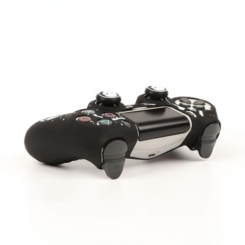 RALAN Skull HeadDesign Controller Skin Cover with 2 Thumb Grips Compatible with PS4/Playstation 4 Slim/Pro Controller - color: Skull Black White