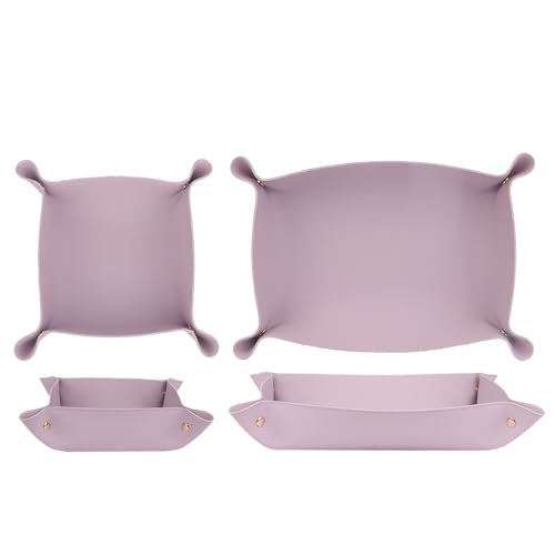 2pc Leather Valet Tray Organizer, Desk Organizer Tray Or Candy Holder, Practical Storage Tool for Travel, Home Or Office (Purple, Large+Extra Large) - color: Purple