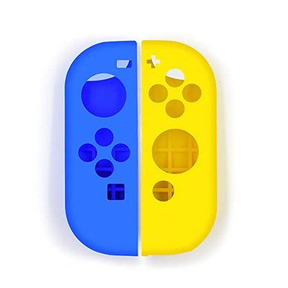 Soft Silicone Case Anti-Slip Shell Cover Replacement for Nintendo Switch Joycon Cover (Blue+Yellow) - color: Blue+Yellow