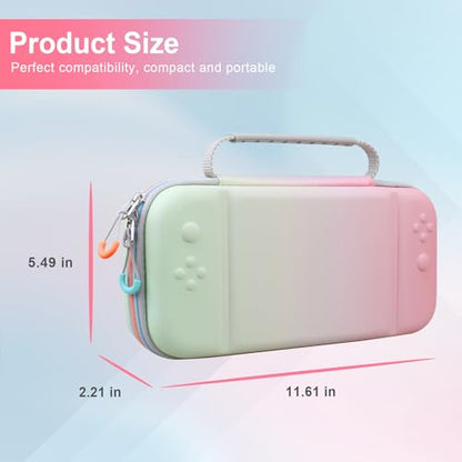 Canboc Carrying Case Compatible with Nintendo Switch 2 (2025), Hard Shell Switch 2 Console Bag with 24 Game Card Slots, Mesh Pocket fit Accessories, Pink Gradient Green (Case Only) - color: Pink Gradient Green