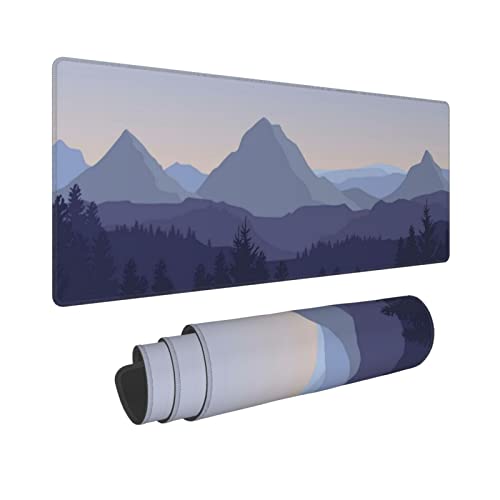 Mountain Forest Scenery Gaming Mouse Pad XL Extended Large Mousepad with Nonslip Rubber Base Stitched Edges Laptop Computer Keyboard Desk Mat for Office Home Gamer - color: Mountain Forest Scenery, size: 31.5" x 11.8"