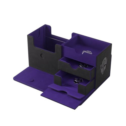Gamegenic The Academic 133+ XL Premium Deck Box - Double-Sleeved Card Storage, Card Game Protector, Holds Up to 122 Cards Plus Game Accessories, Black/Purple Color