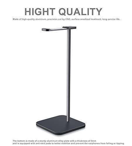 Headphone Stand for Desk, Aluminum Headset Stand (Black) | Headphone Stand for Desk with Heavy Base & Anti-Slip Pad Compatible All Headphones - color: Black