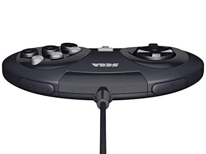 Retro-Bit Official Sega Genesis USB Controller 8-Button Arcade Pad for Sega Genesis Mini, Switch/Switch 2, PC, Mac, Steam, RetroPie, Raspberry Pi - USB Port (Black) - color: Black