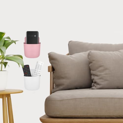 4 Pcs Remote Control Holder Wall Mount,Self Adhesive Remote Holder,Hole-Free Wall Pen Holder Storage Accessories for Home Office School (Pink/White) - color: Pink/White