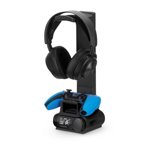 BRAINWAVZ Headphone & Game Controller Stand Designed for Steelseries Arctis Nova Pro, Elite and Pro Omni Wireless Headsets with Dock for the Wireless Base Station - Black (HP03) - color: HPS03