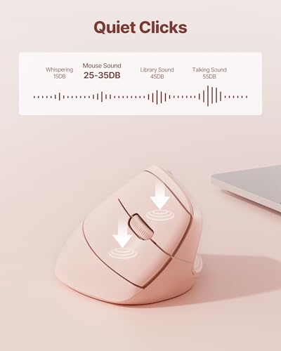 Ergonomic Mouse, USB+Bluetooth Dual Connection, Wireless Vertical Mouse for Reducing Wrist Pain, 1000/1600/2400 DPI, Ergo Mouse with Quiet Click for Windows Mac OS PC Computer Laptop, Pink - color: Pink