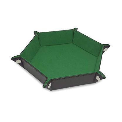 BCW Hexagon Dice Tray - Green | Premium Quality, 12" Diameter (Flat), 8" Diameter (Folded) | Black Leatherette Back, Suede Liner | Ideal for RPGs, Warhammer, Dice Masters, DND | Gaming Dice Tray