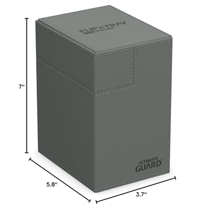 Ultimate Guard Flip'n'Tray 133+, Deck Case for 133 Double-Sleeved TCG Cards + Dice Tray, Grey, Independent Magnetic Closure & Microfiber Inner Lining - color: Grey, size: 133+