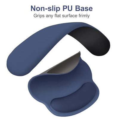 MOSISO Wrist Rest for Mouse Pad Set, Large Gaming Deskpad, Navy Blue | Circle Curved Mousepad&Keyboard Wrist Rest&Coaster, Ergonomic Non-Slip Mousepad&Easy Typing Pad with Silicone Lining - color: Navy Blue