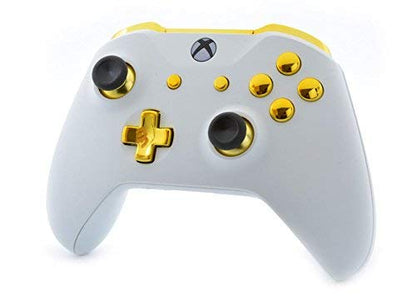 MODDEDZONE Custom Wireless UNMODDED Controller for Xbox One S/X and PC with Exclusive and Unique Designs - The Perfect Gaming Gift for Enthusiasts, Expertly Crafted in the USA - White/Gold - color: White/Gold